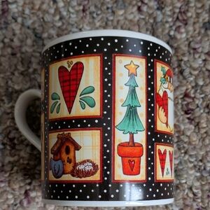 Festive Black and White Mug with Holiday Design